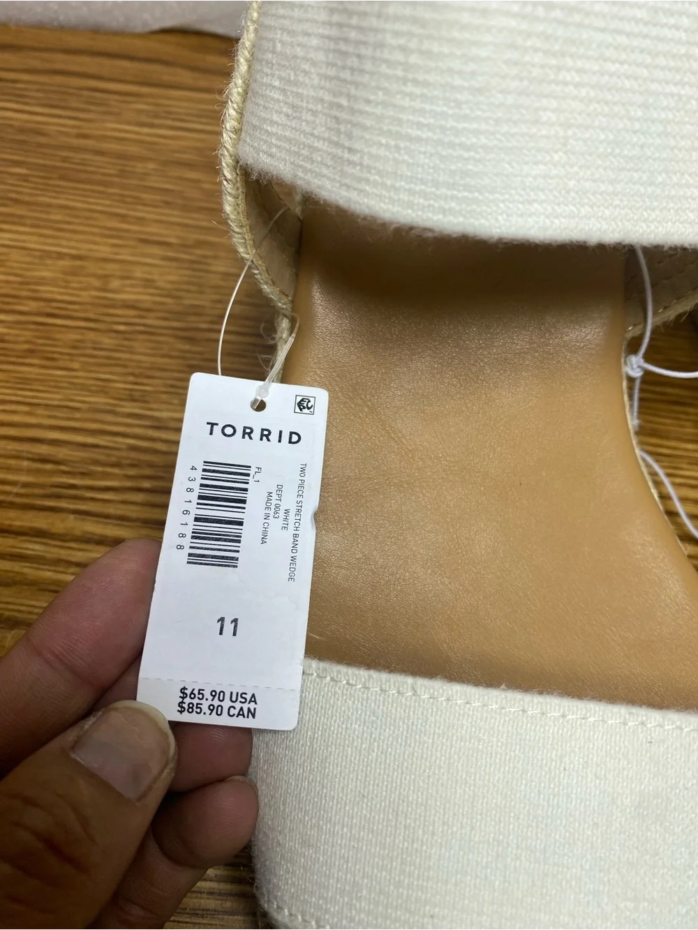 Torrid Women's Espadrille Wedge Sandals Ankle Strap Slip On White Size 11 New